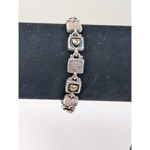 Brighton Love Reigns Silver Gold Hearts ,& Flavors Bracelet 7in